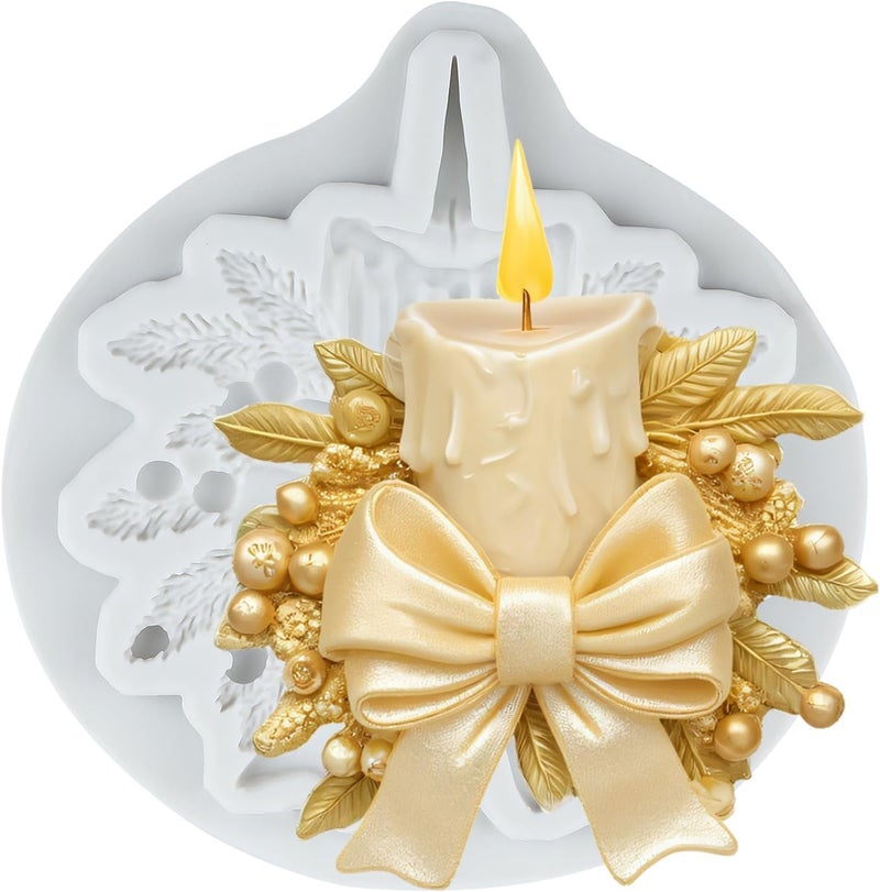 TAOXIBEI Christmas Silicone Mold Bow Christmas Candle Polymer Clay Molds for DIY Crafts Epoxy Resin Casting Air Dry Polymer Clay Plaster Jewelry Making - Image 1